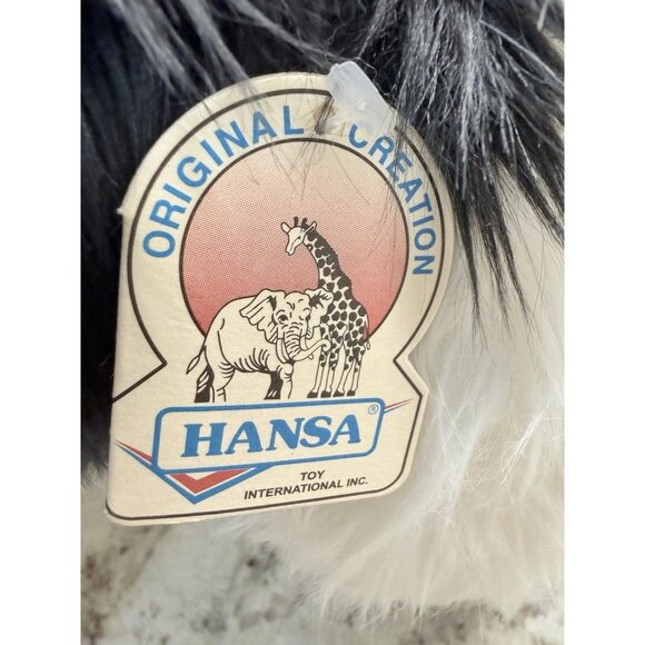 Vtg Hansa Realistic Black White Cat Standing Life Size Soft Fuzzy Plush 4221 Nos - Picture 9 of 10